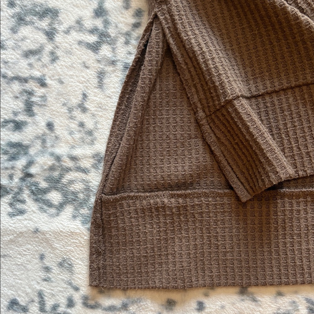 Zenana Outfitters Taupe Waffle Knit Top - Picture 3 of 5